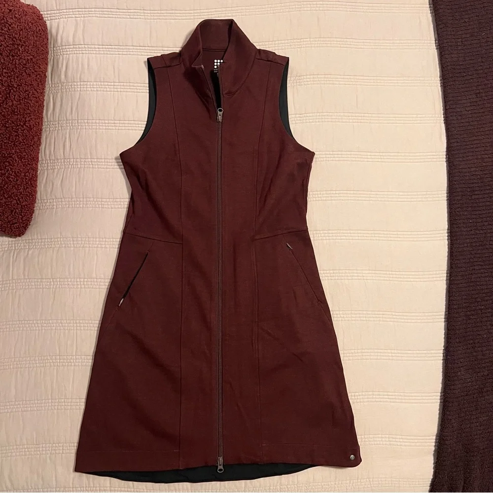 Title Nine Burgundy Zip-Front Mini Dress nwot - Picture 1 of 6